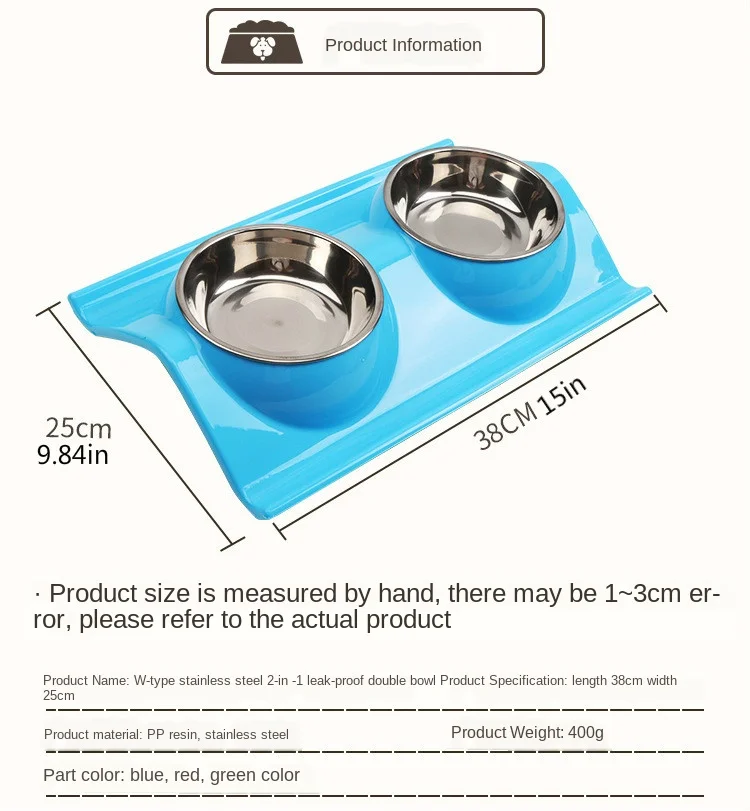 

Pet Food Utensils Stainless Steel Candy Color Pet Double Bowl Dog Food Cup Dog Bowls Stainless Steel Leak-proof Double Bowl