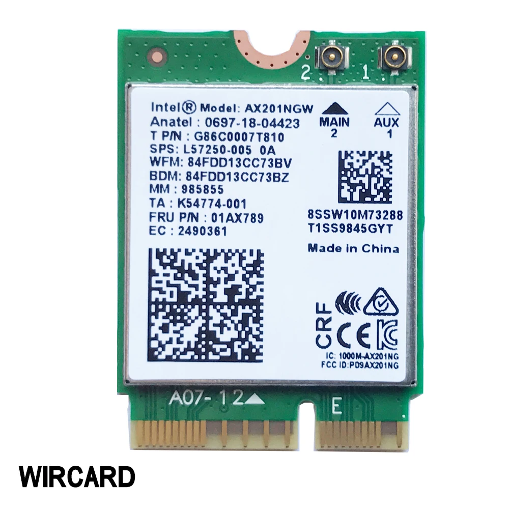 Wi Fi 6 беспроводная карта AX201NGW 802.11ac / ax 5 0 Гбит/с Двухдиапазонная 2 4G/5G NGFF CNVi