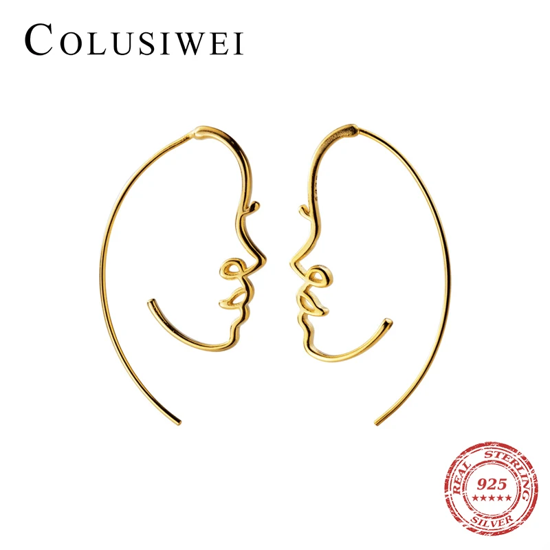 Colusiwei подлинное серебро 925 пробы модные абстрактные Портретные Висячие серьги