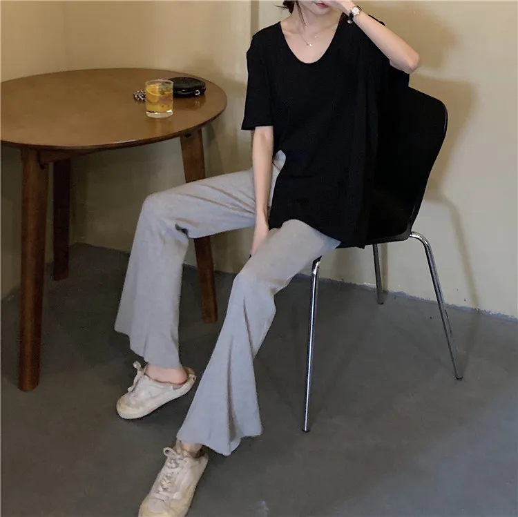 

YTX768 2021 new fashion temperament casual simple gray casual pants