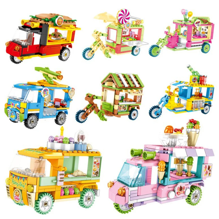 

Городской мини-конструктор на вынос, продажа автомобиля, уличный вид, Детские мелкие сборные игрушки из деталей 601200-601215
