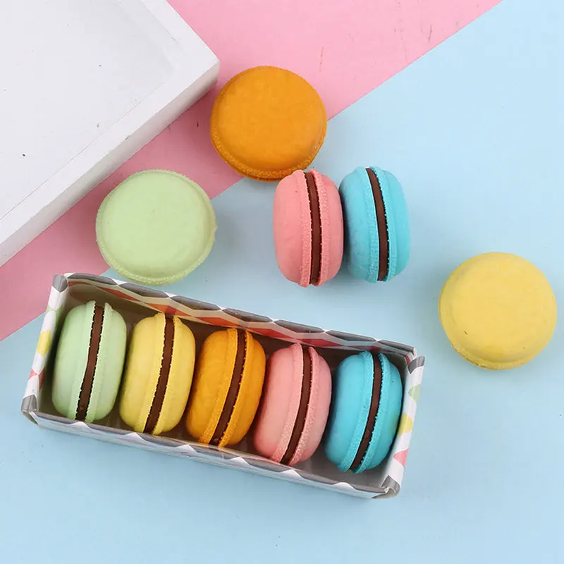 5 шт. Kawii милый цветной карандаш Макарон 3d Мягкие ластики подарок для детей