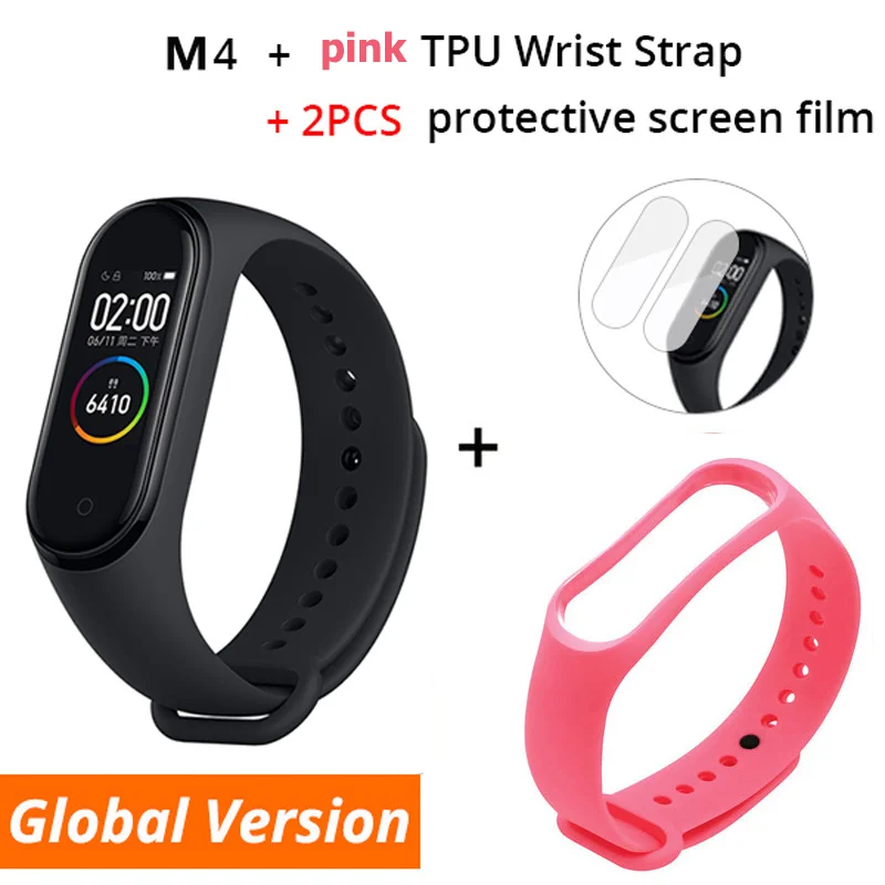 Black add pink RGLM M4 Smartband фитнес-трекер умный Браслет кровяное давление монитор сердечного ритма водонепроницаемый fpr смарт-браслет M4 браслет - Цвет: Black add pink