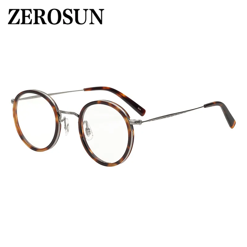 Zerosun круглые оправы для очков мужские маленькие титановые очки по рецепту