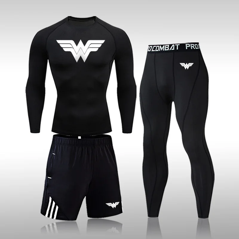 

2020 men's sports T-shirt suit men's fitness quick-drying compression T-shirt long-sleeved leggings bottoming sports track suit