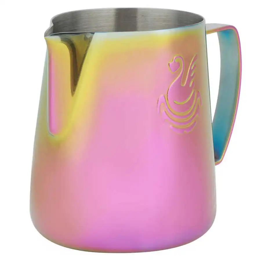 

Stainless Steel Coffee Jug Latte Art Cup Frothing Pitcher Pink Thicken 400ML/600ML Milk Jug Cream Frother Pitcher Bar Accessory