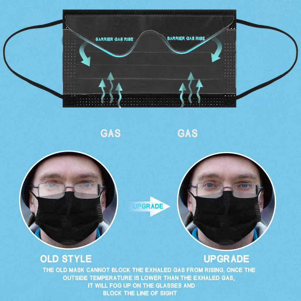 

100PCS Adult Cycling Black Reusable Washable Cotton Mouth Mask Breathable Masque Mascarilla Non-disposable Protective Facemask