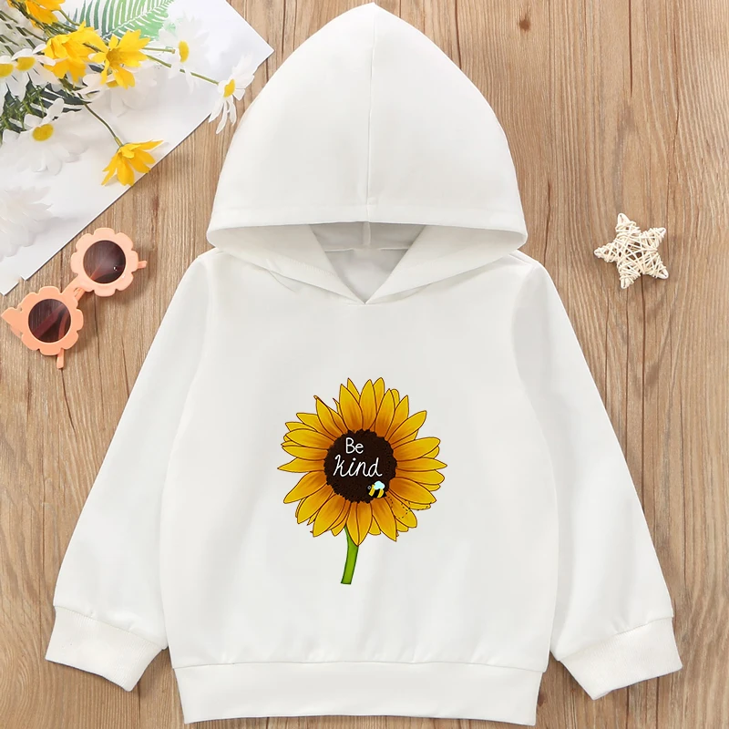

Bee and Kind Print Child Hoodie 2021 Fashion Street Tees Beautiful Sunflower Sweatshirt Casual Harajuku Top Long Sleeve Clothing