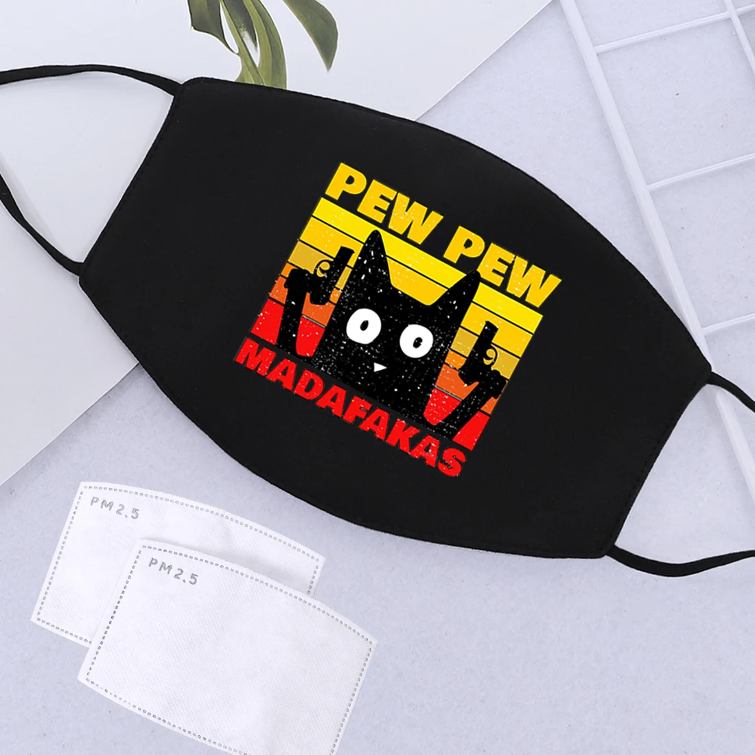 

Pew Madafakas Cat Print Masks Washable Anti Haze Male PM2.5 Activated Carbon Filter Paper Masks Adjustable Dustproof 2021 Masque
