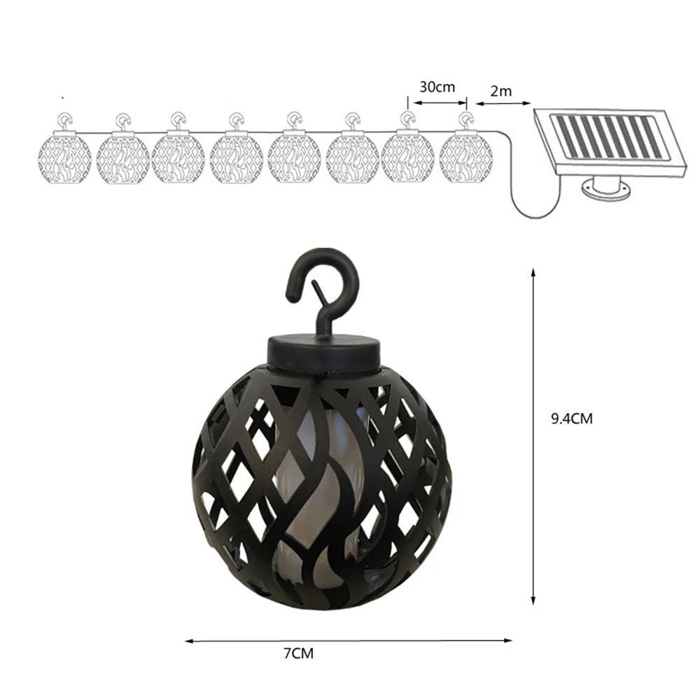 

Solar String Lights LED Outdoor Waterproof Flickering Flame Hanging Lantern Lamp Fairy Light with 6/8 Ball for Patio Garden Yard