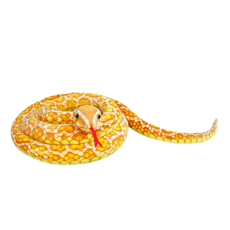 

The 3-meter-long S-shaped simulation python plush toy is very soft and lifelike as a birthday gift for children. Bed decoration
