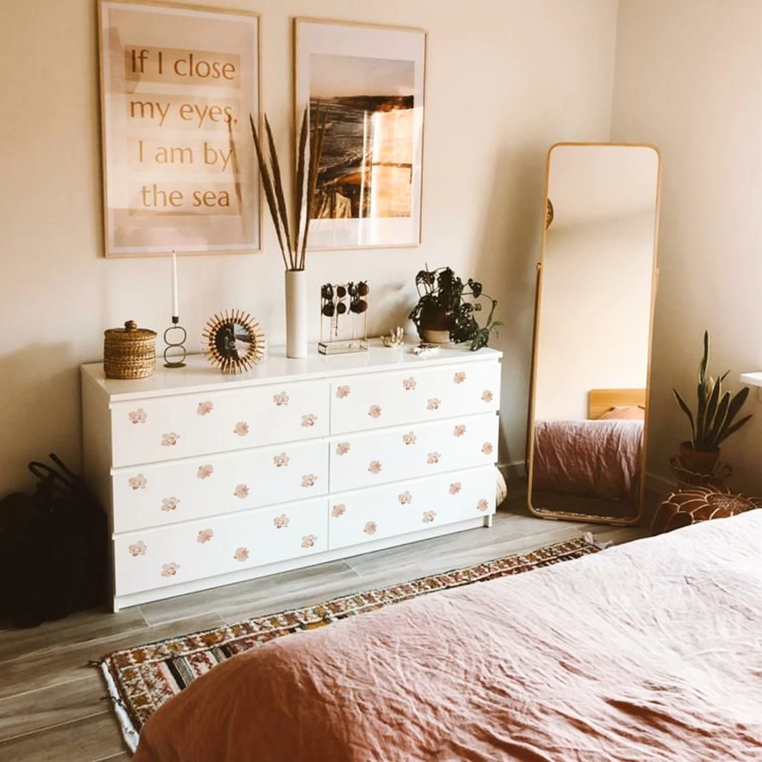 Настенные стикеры в стиле бохо с цветами для детской комнаты девочек и мальчиков