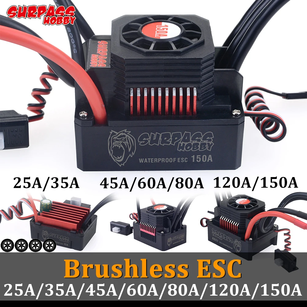 Водонепроницаемый бесщеточный контроллер скорости ESC SURPASS HOBBY 35A 45A 60A 80A 120A 150A 2 6S Lipo