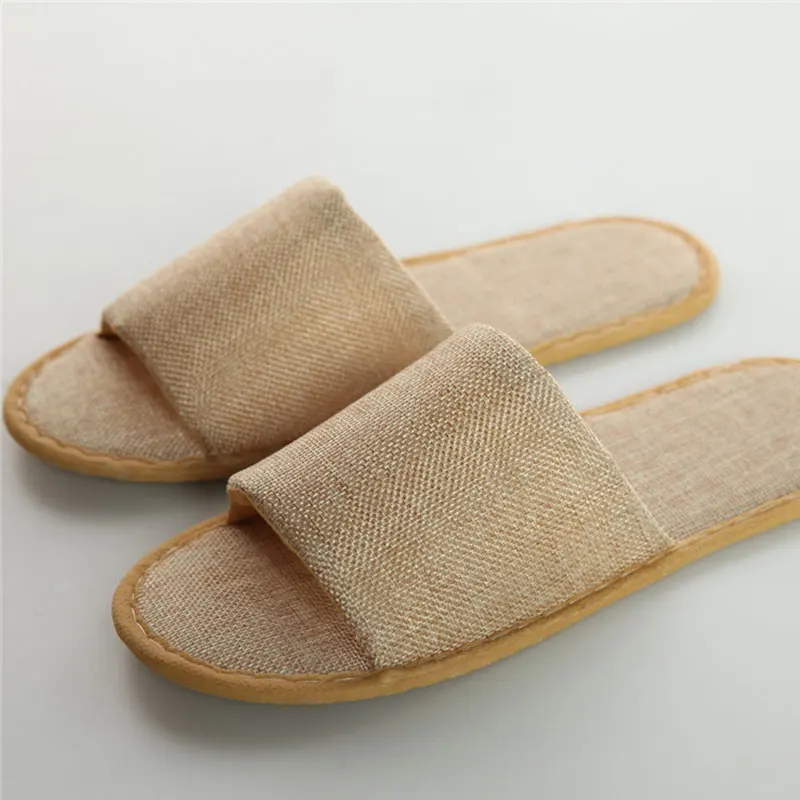 

20 pairs Home Guest Indoor Slippers Men Women Hotel Travel Spa Portable Folding Disposable Supplies Unisex Slippers Summer Linen