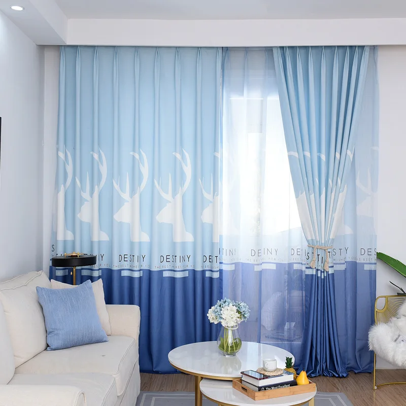 Современные минималистичные сетчатые шторы с принтом Красного оленя для