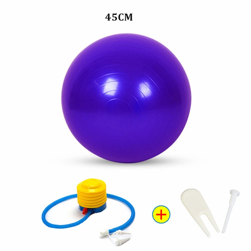 purple 45cm With-acc 45/55/65/75/85 см мяч для занятий йогой Анти-взрыв гимнастический Аэробные Фитнес стабильность баланс упражнений Йога Пилатес тренировки для VIP покупателей - Цвет: purple 45cm With-acc