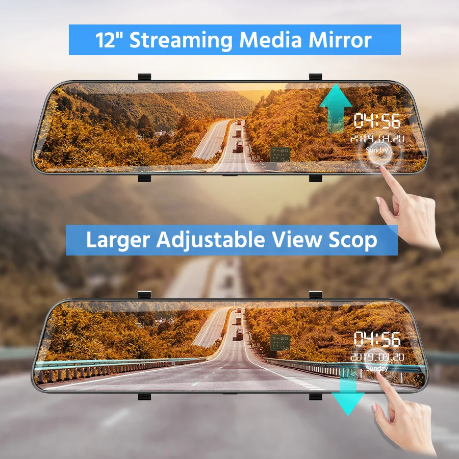 Зеркало видеорегистратор заднего вида 12 дюймов FHD 1080P|Видеорегистраторы| |