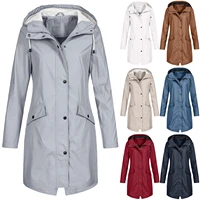 plus size waterproof womens hooded raincoat wind outdoor jacket forest coat new