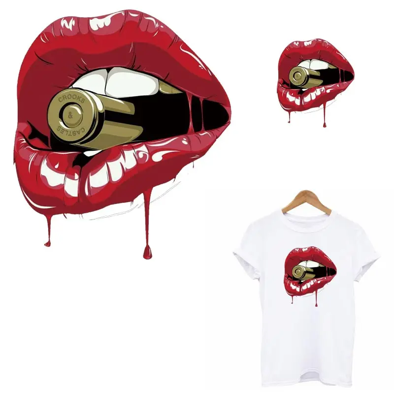 Секс Пуля губы патчи термо наклейка на одежда аппликация с принтом футболке