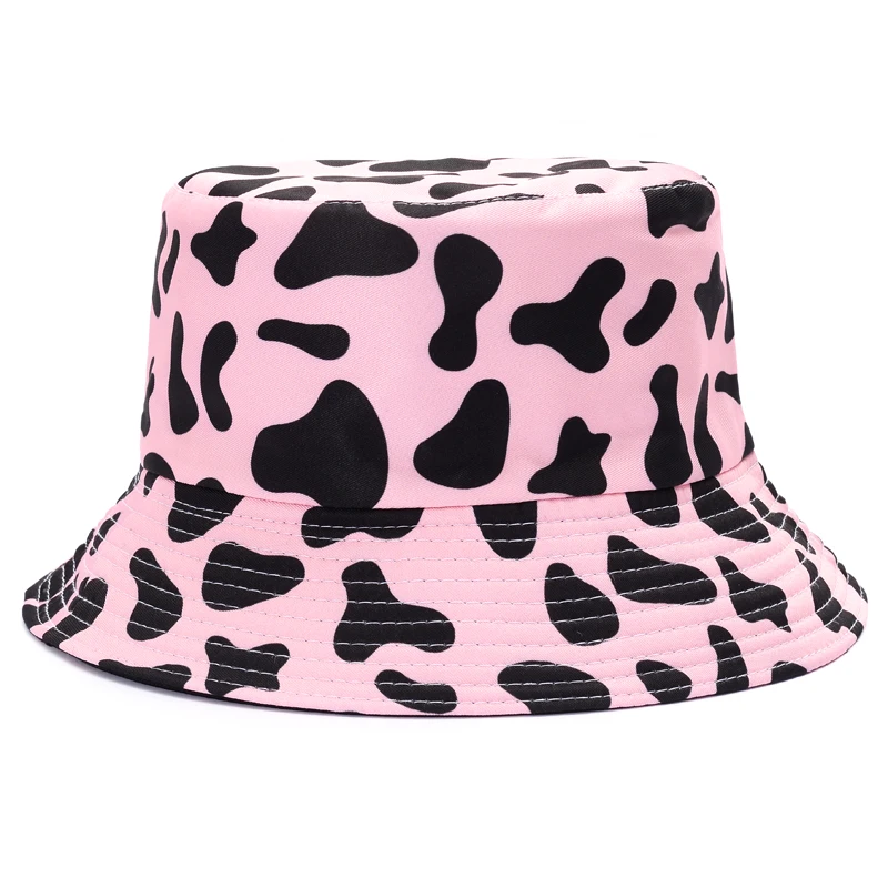 

Summer Reversible Cow Print Bucket Hats For Women Outdoor Travel Sun Hat Sun Protection Fisherman Cap Fashion Shading Panama