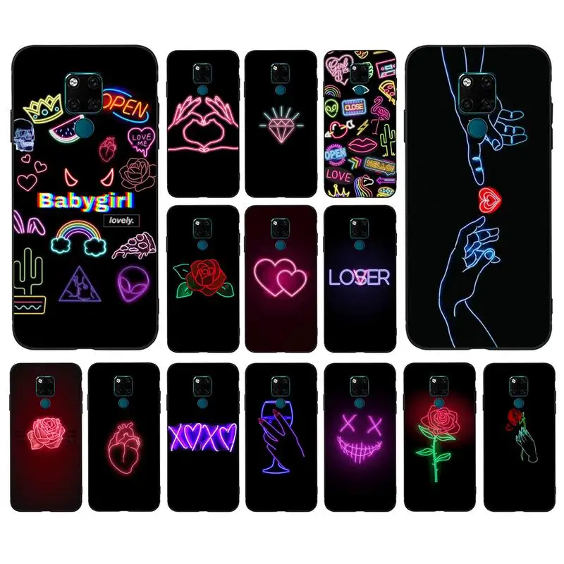 

YNDFCNB fluorescent Neon queen rose Phone Case for huawei mate 10 20 lite pro X Honor play Y6 5 7 9 prime 2018 2019
