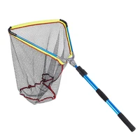 leo large triangular fishing net blue aluminum alloy quick folding fishing net pole portable lightweight telescopic for fishing