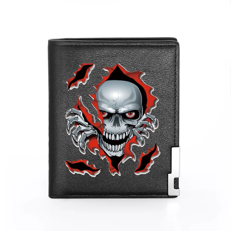 

Punk Style Skeleton Skull Cover Men Women Leather Wallet Billfold Slim Credit Card/ID Holders Inserts Money Bag Short Purses