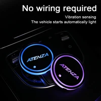 car logo led atmosphere light 7 colorful cup luminous coaster holder for mazda atenza 2014 2015 2018 2020 2021 auto accessories