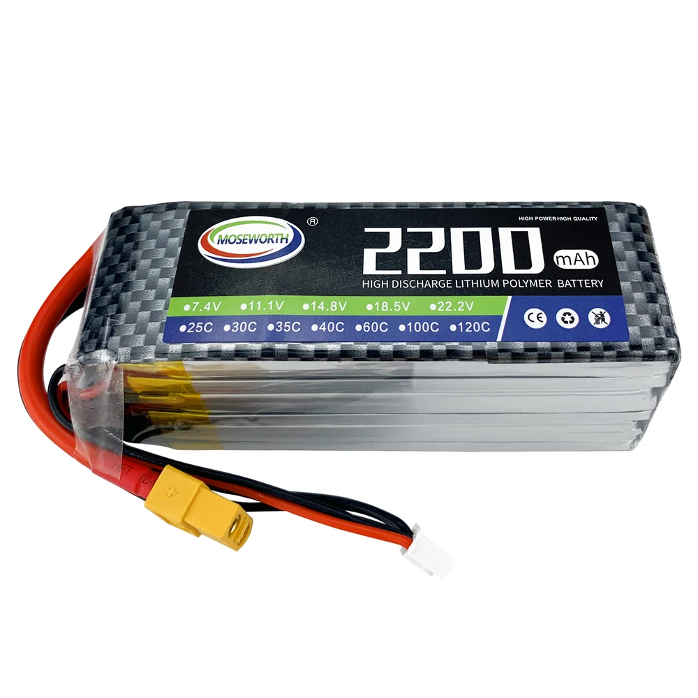 6S 22.2v 2200mAh 40C Lipo Battery For RC Helicopter Quadcopter Drone Car Boat Airplane Remote Control Toy Li-ion Lithium Battery