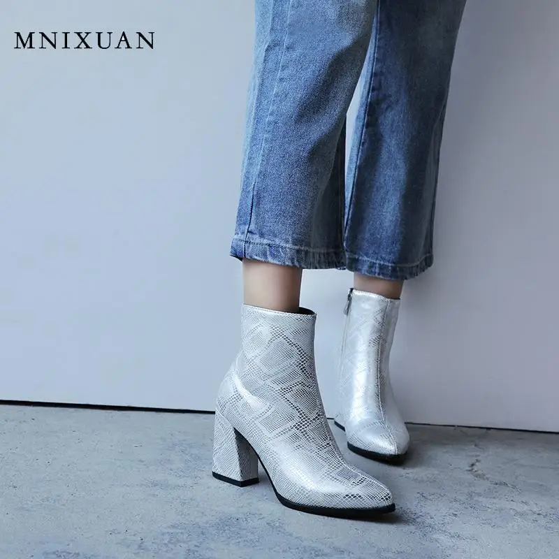 Дизайнерские брендовые роскошные женские ботинки MNIXUAN новинка 2019 зимние