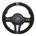 Чехол рулевого колеса автомобиля DIY Ручная работа черная замша для BMW F33 428i 2015 F30 320d 328i 330i 2016 M3 M4 2014-2016 F87