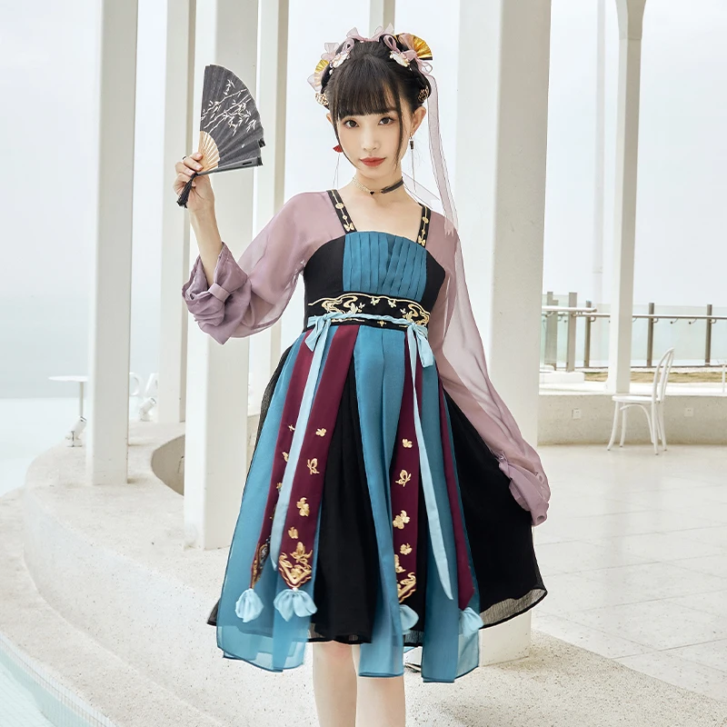 

New Chinese Style Dress For Women Embroidery Hanfu Clothing Improve Tang Dynasty Princess Costumes Classical Dancewear DQL5950