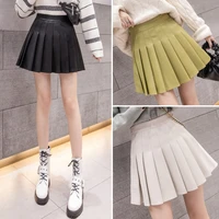 high quality short white pleated tennis skirt faux leather spring for women sexy girls high waist black tutu womens mini skirts