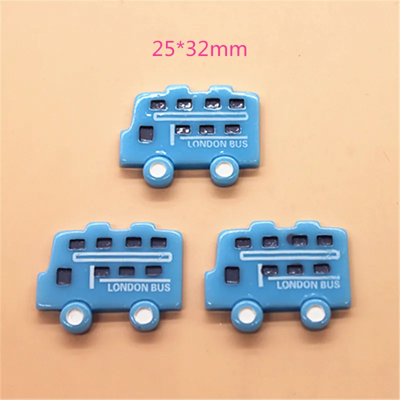 

10PCS Kawaii Blue Cartoon Bus Resin Miniature Flatback Cabochon Art Supply DIY Craft Scrapbooking,25*32mm