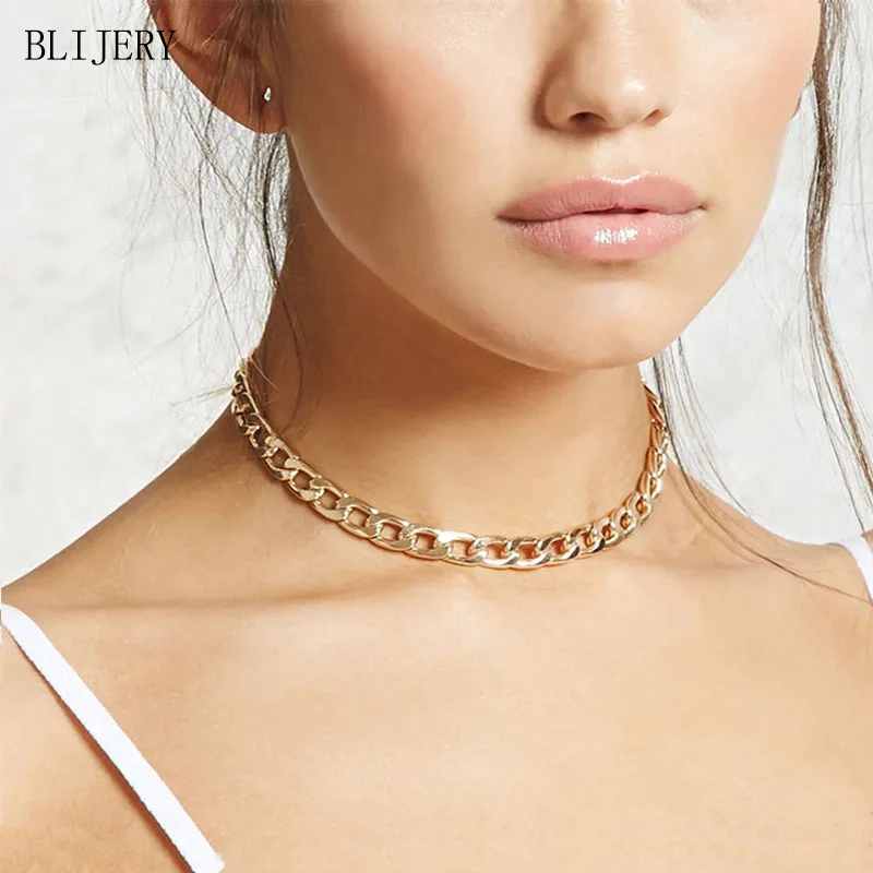 Женское колье чокер с цепочкой BLIJERY массивное ожерелье в стиле панк ювелирные