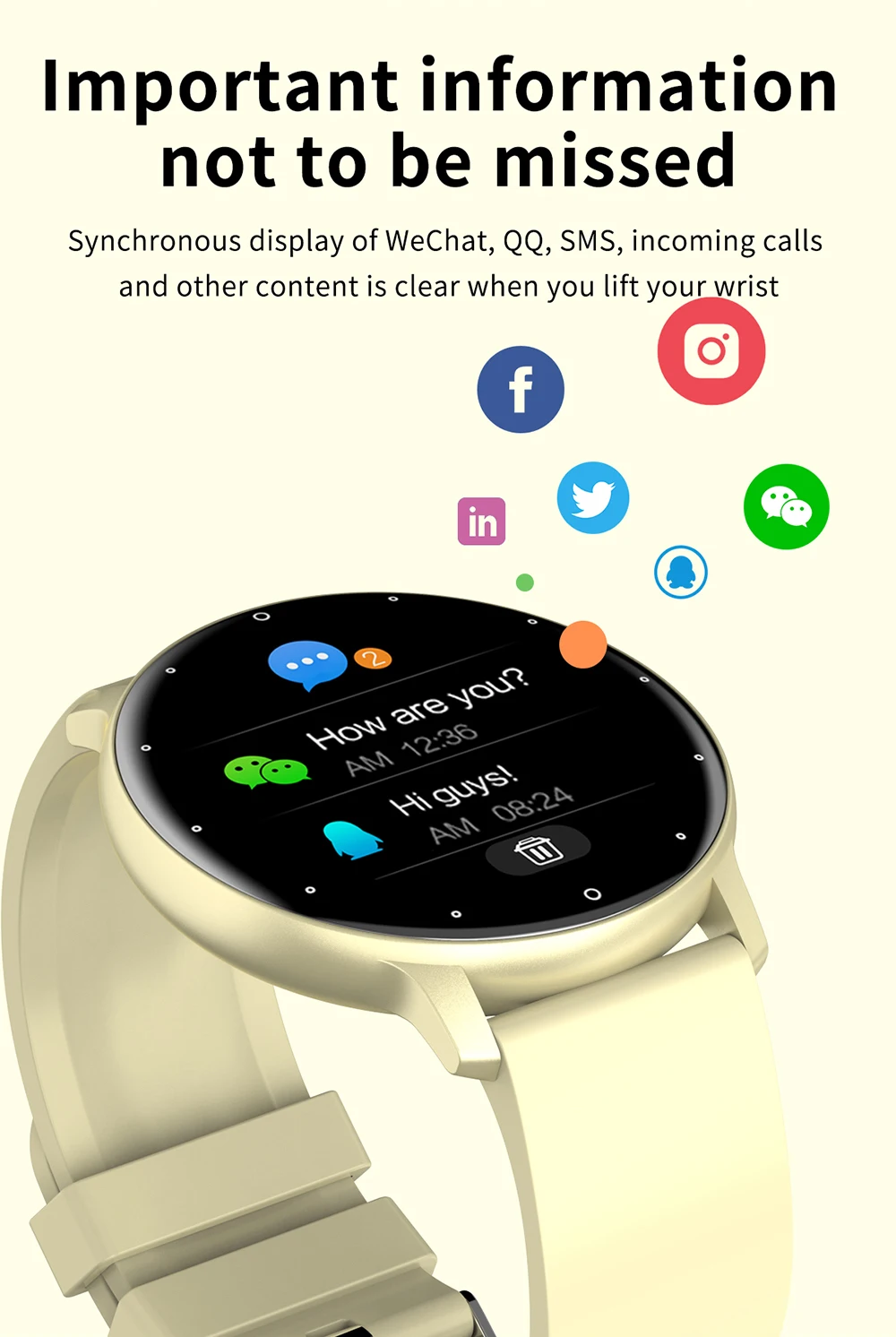 

2021 NEW Fashion Smart Watch Heart Rate Blood Pressure Blood Oxygen Message Call Reminder Women Men Smartwatch For IOS Android
