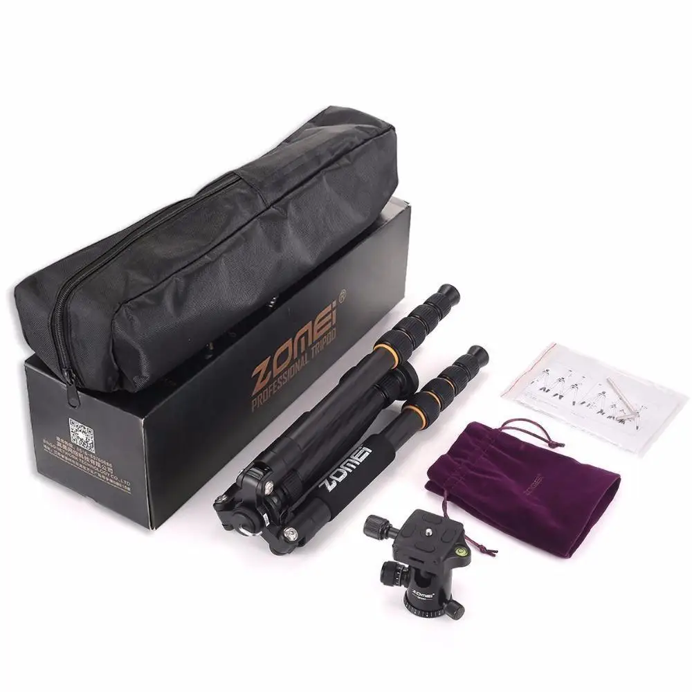 

ZOMEI Lightweight Portable Q666 Professional Travel Camera Tripod tripode aluminum tripod Head Monopod for digital DSLR camera