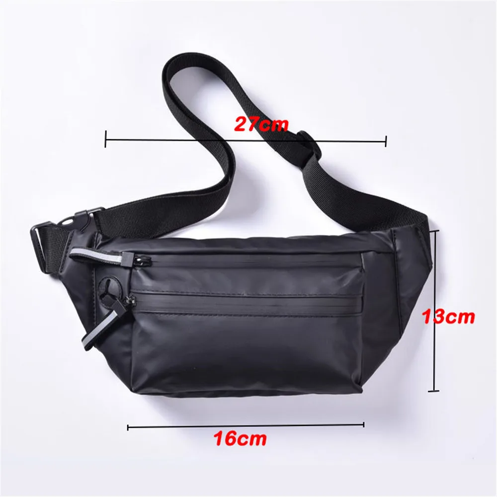 

Men Waterproof Waist Bag Double Layer Large Capacity Reflective Headphone Hole Outdoor Daily Travel Fahion Messenger Chest Bag