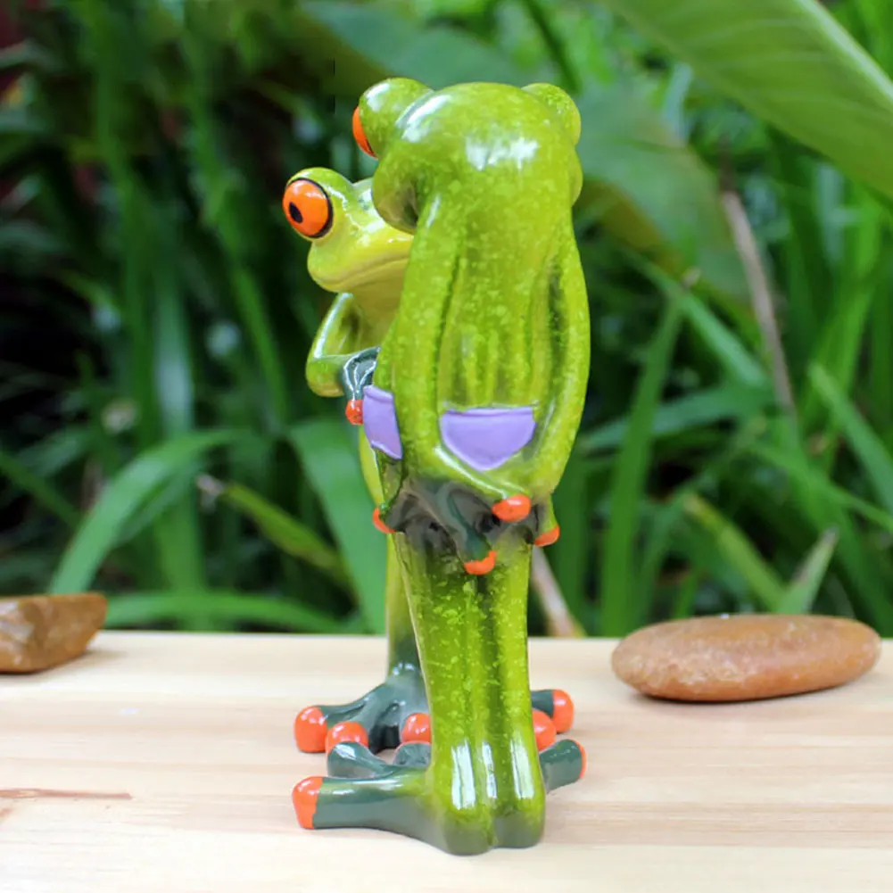 

Resin Frog Ornaments Green Frog Figurine Novelty Resin Animal Frog Statue for Home Office Desk Decoration