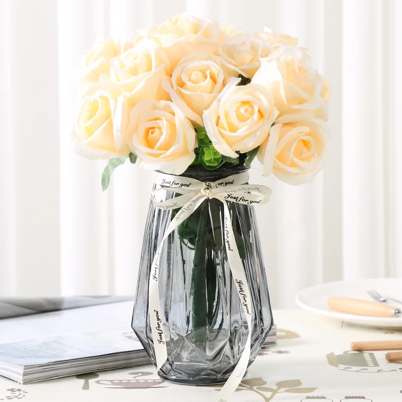 

European-style Glass Vase Living Room Decoration Ornaments Hydroponic Gypsophila Plant Green Radish Rich Bamboo Vases