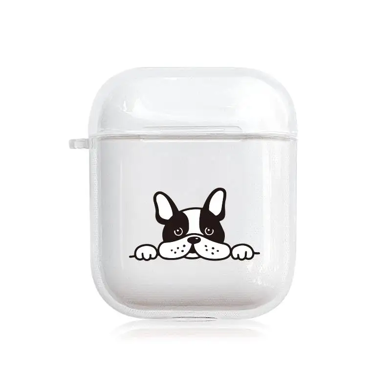 B Милый отпечаток лапки щенка собаки мягкий ТПУ прозрачный чехол для Apple Airpods 1/2 милый чехох с рисунком бульдога беспроводная гарнитура зарядная коробка - Цвет: B