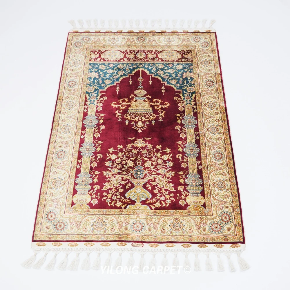 2 5 'x4' ручной персидский ковер Шелковый подлинный Красный кашмирский