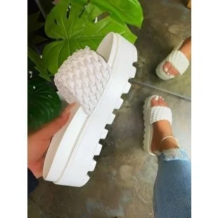 

Straight size women's thick bottomed SANDALS BEACH SHOES knitting thickened 2021 new style