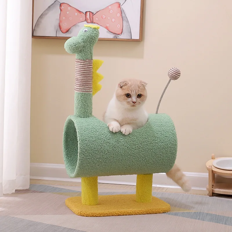 Cat Scratching Post Cat Climbing Tree Teaser Toys Tunnel House For Kittens Sisal Pet Products Furniture Jumping Platform Cute