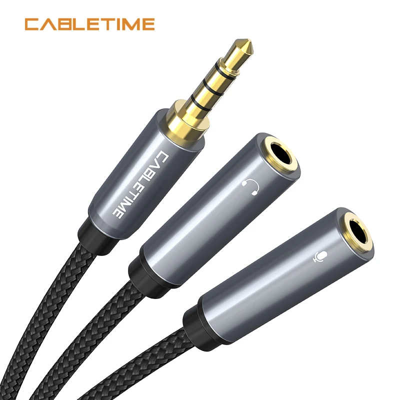 Cabletime 3 5 мм 4 Apple наушники разветвитель аудио кабель угловой штыревой соединитель