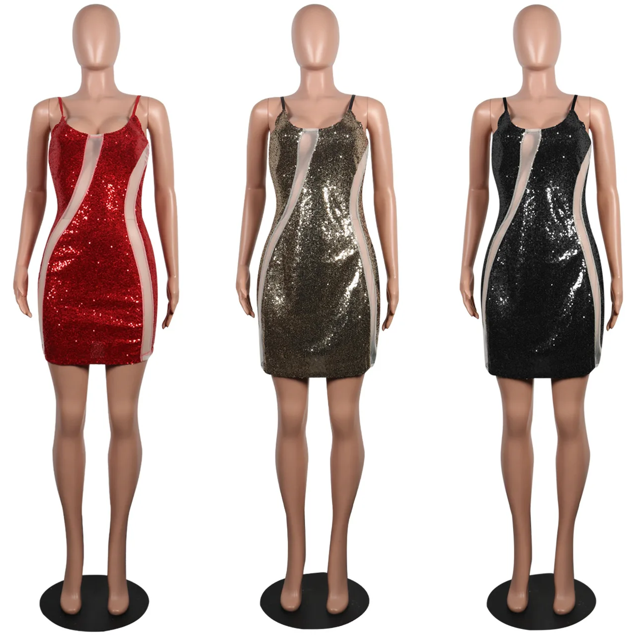 

ChocoMist Dresses Sexy Party Nightclub Wear Sequins Women Mini Dress M862