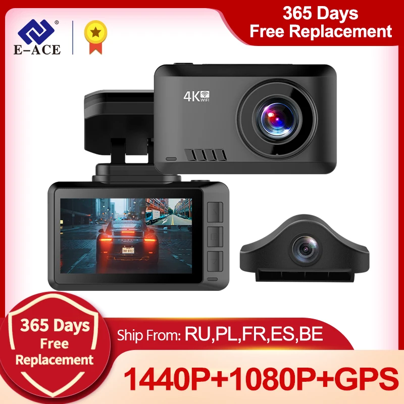 Видеорегистратор E-ACE B44P автомобильная мини-камера с разрешением 2160P GPS-треком Wi-Fi