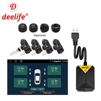 deelife android tpms for car radio dvd player tire pressure monitoring system spare tyre internal external sensor usb tmps