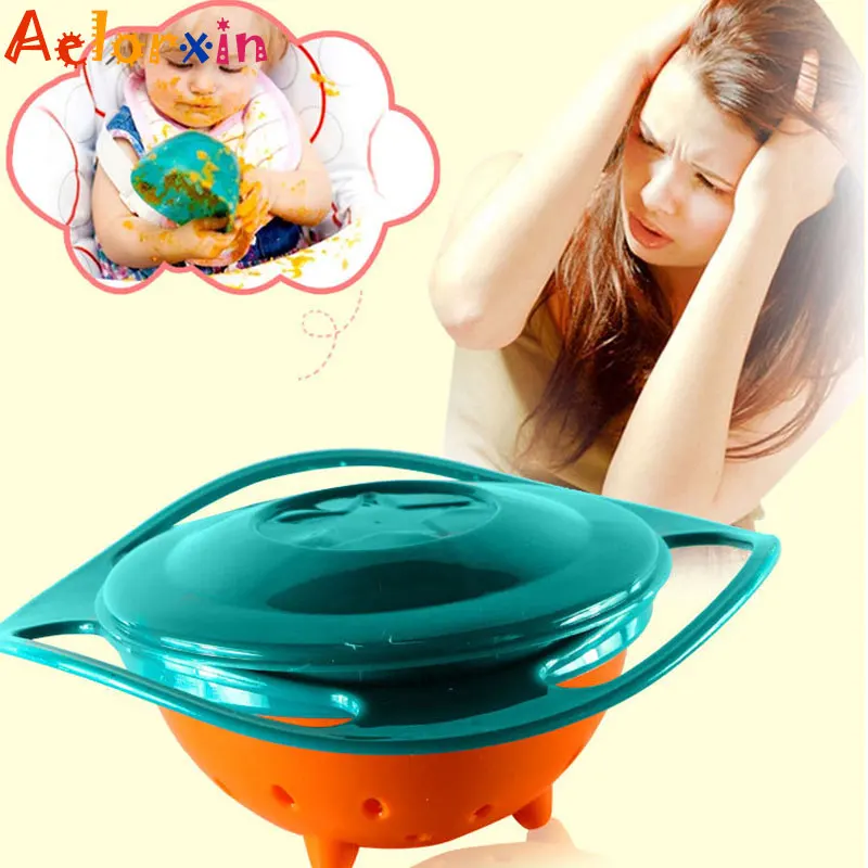 

Baby Feeding Universal Gyro Bowl Children Rotary Balance 360 Rotate Spill-Proof Solid Feeding Dishes Learning Dinnerware Bowls