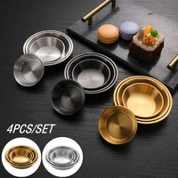 4pcsset portable stainless steel sauce dish kitchen sushi vinegar soy display plate home tableware food seasoning tray
